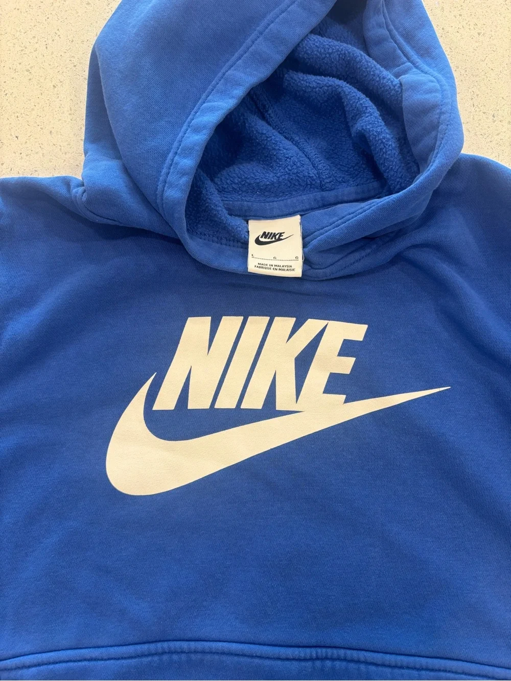 Nike Boy’s Royal Blue Hoodie with White Logo Large